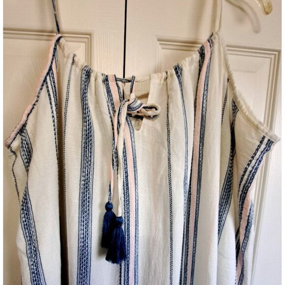 Time & Tru 2XL  Striped Spaghetti Strap Maxi Dress Beach Cottagecore Embroidered - Picture 5 of 8